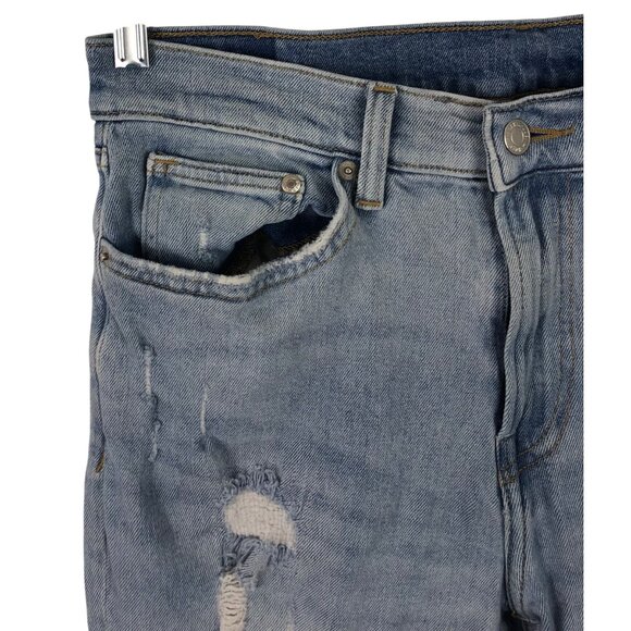 H&amp;M Men’s Distressed Blue Denim Skinny Fit Jeans Size 32x32 Light Wash - Picture 6 of 13